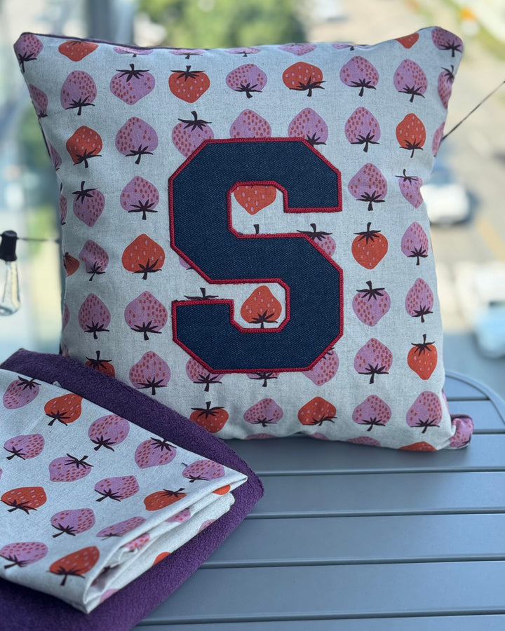 BULLIBAG | Strawberry Patch Monogram Pillow