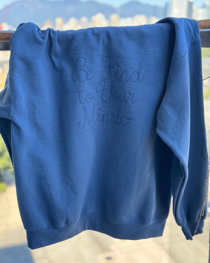 BULLIBAG | Be Kind To Your Mind Happy Hoodie – Heathered Royal Blue