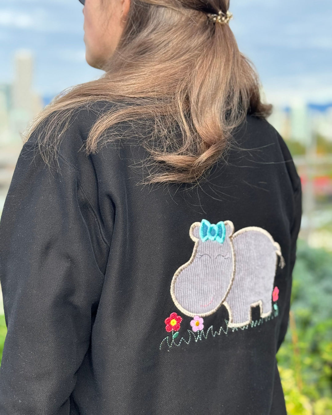 BULLIBAG | Happy Hippo Fleece Crewneck - Blackout Edition