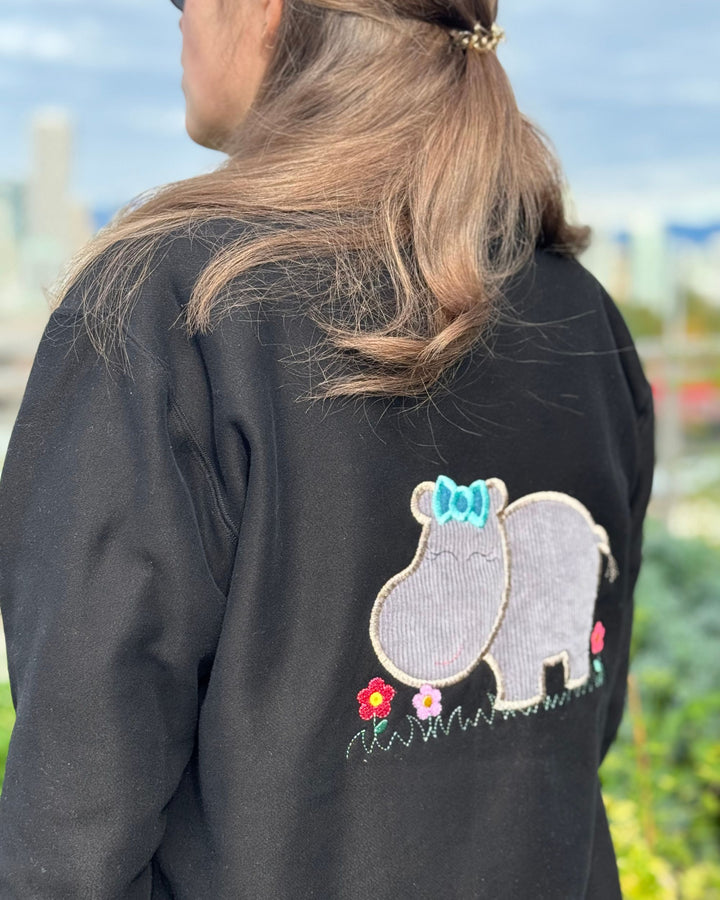 BULLIBAG | Happy Hippo Fleece Crewneck - Blackout Edition