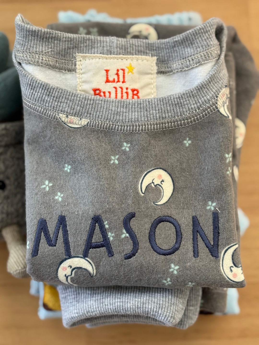 Lil BulliB Personalized Moon PJ's – Grey