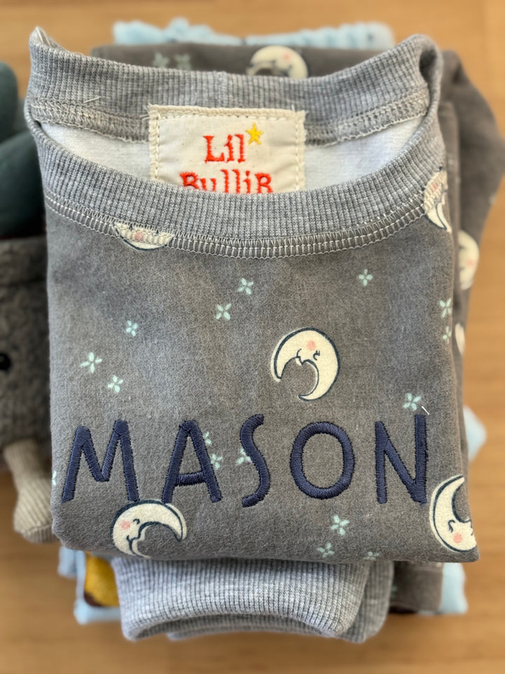 Lil BulliB Personalized Moon PJ's – Grey
